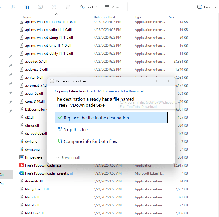 Copy the Crack file to the folder containing the software file