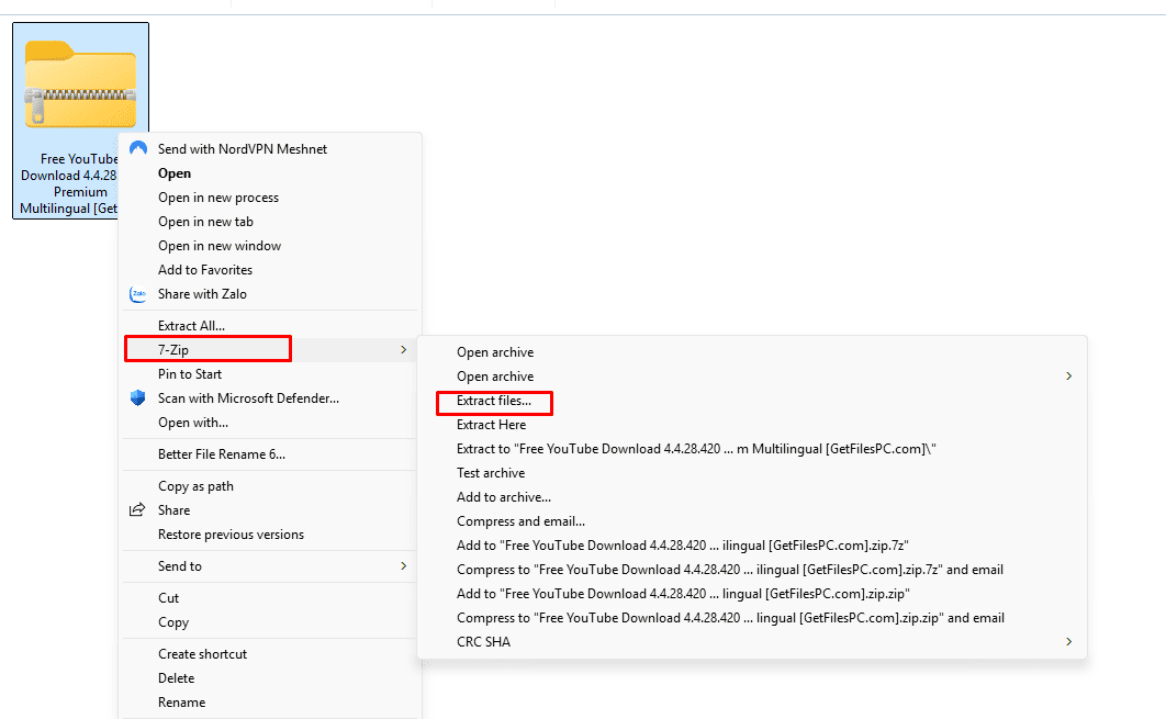 extract the file using 7-zip